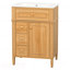 Meuble-lavabo de salle de bain avec lavabo, meuble-lavabo en bois avec tiroir rabattable, 2 tiroirs à fermeture en douceur, 1 porte à fermeture en douceur, bois massif et panneau de fibres à densité moyenne, poignées en bois élégantes