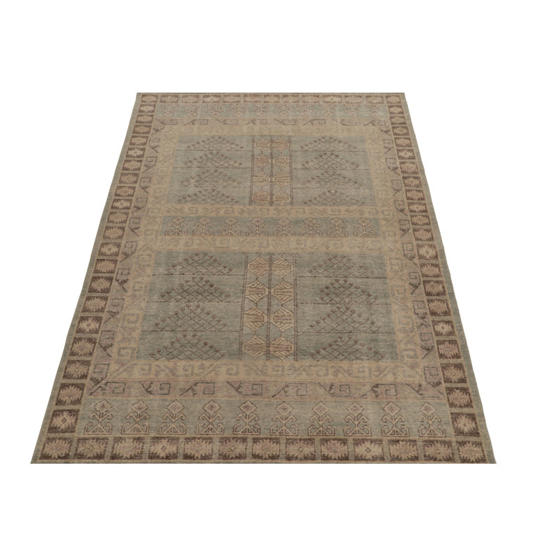 Distressed Homage Hand Knotted Wool Geometric Area Rug, Runner 3' x 8'