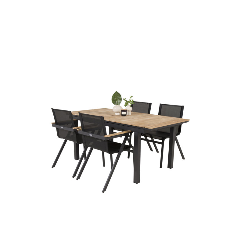 Anoki 4 - Person Teak Patio Dining Set with Extendable Rectangular Table