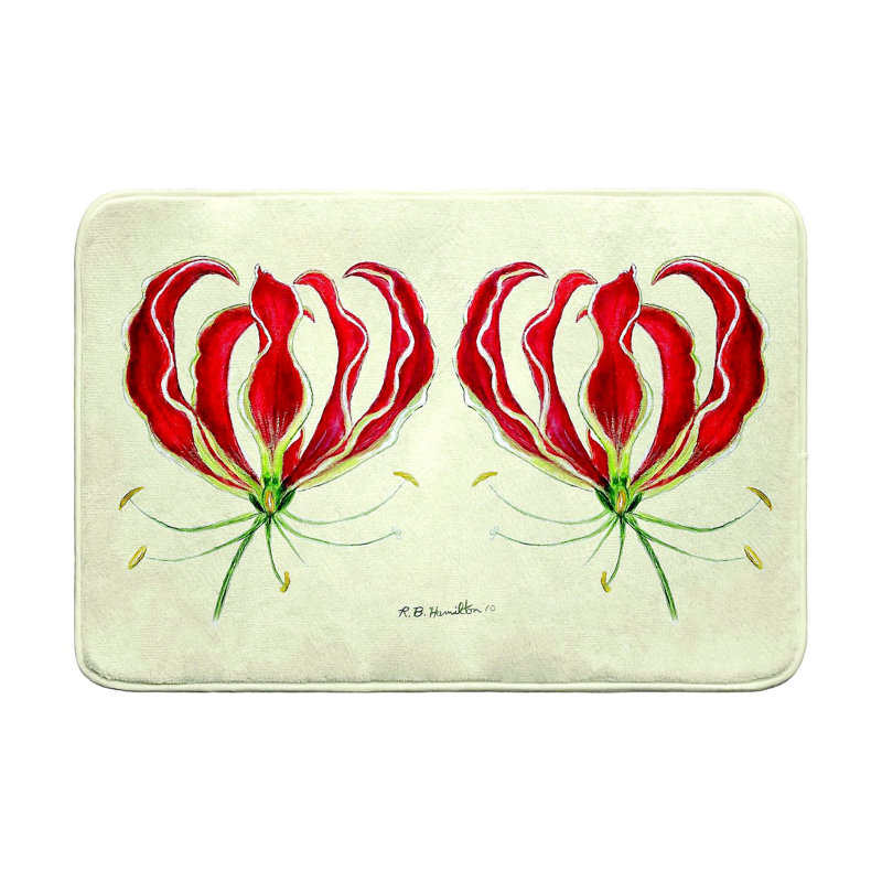 Red Lily Bath Mat, Single - 24" L x 36" W