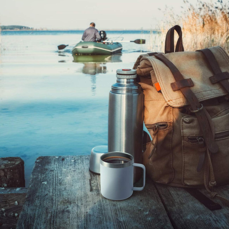 Tasse à café isolée en acier inoxydable avec poignée, tasse de voyage à double paroi, tasse à gobelet avec couvercle coulissant