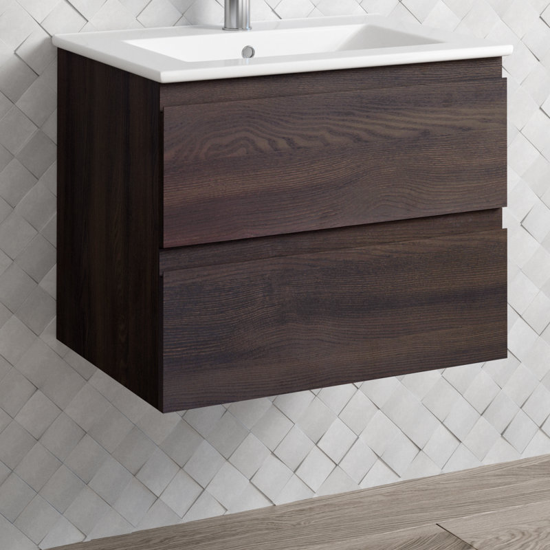 Ensemble de meuble-lavabo mural simple 23 po Jasso Pasadena, Blanc lustré