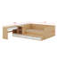 Lit plateforme double en bois avec tiroirs, tablettes et coiffeuse-835591868
