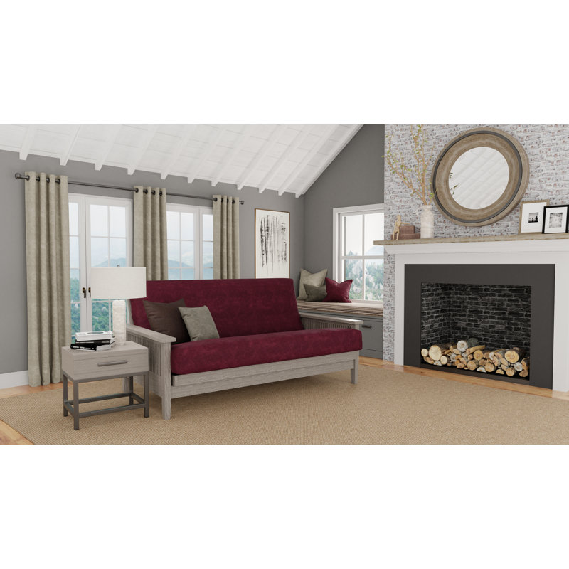 Housse pour futon à coussins carrés Leupp, Grand, Vin