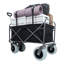 Chariot de plage avec de grandes roues pour le sable Capacité de 500 lb - Chariot tout terrain à structure en acier avec pneus pneumatiques de 9 po, conception pliable pliable, sangle avec sac multiusage, noir