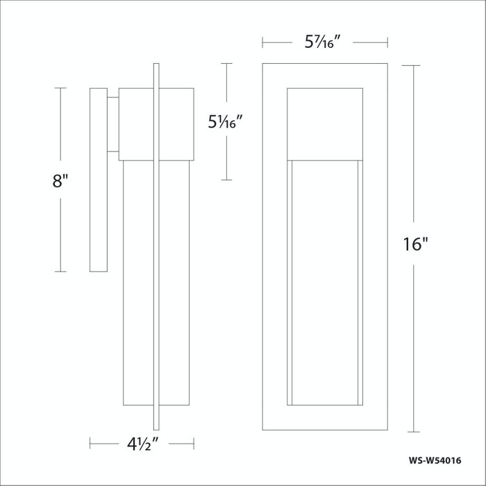 Mist LED Wall Light, Black, 16" H x 5.4375" W x 4.5" D