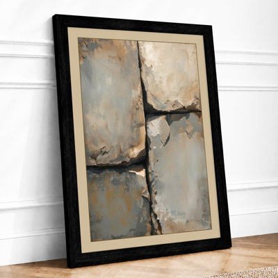 Weathered Concrete Cross Industrial - Framed Print