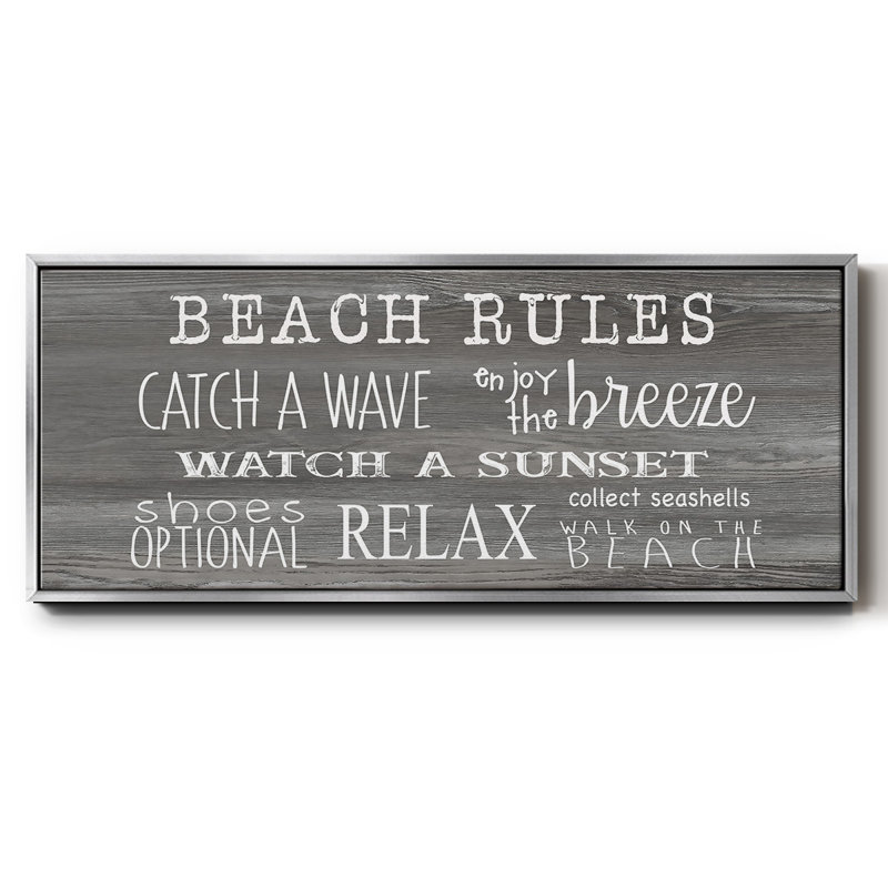 Beach Rules- Framed Canvas, 24" H x 60" W