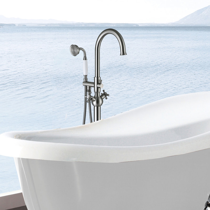 Robinet de baignoire autoportant avec douche à main - métal, jet pour le corps entier, construction en métal de salle de bain Joy, finition