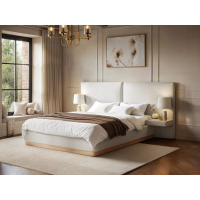 Vera Double Bed with Bedside Tables Cream