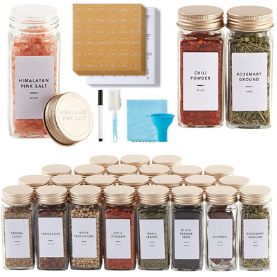 25 Pcs Glass Spice Jars 4oz Seasoning Storage Bottles