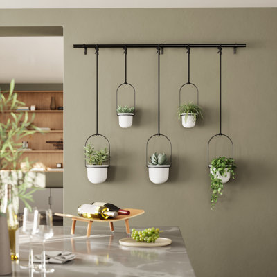 Triflora Hanging Planter, Adjustable Ropes with Rod, Set of 5