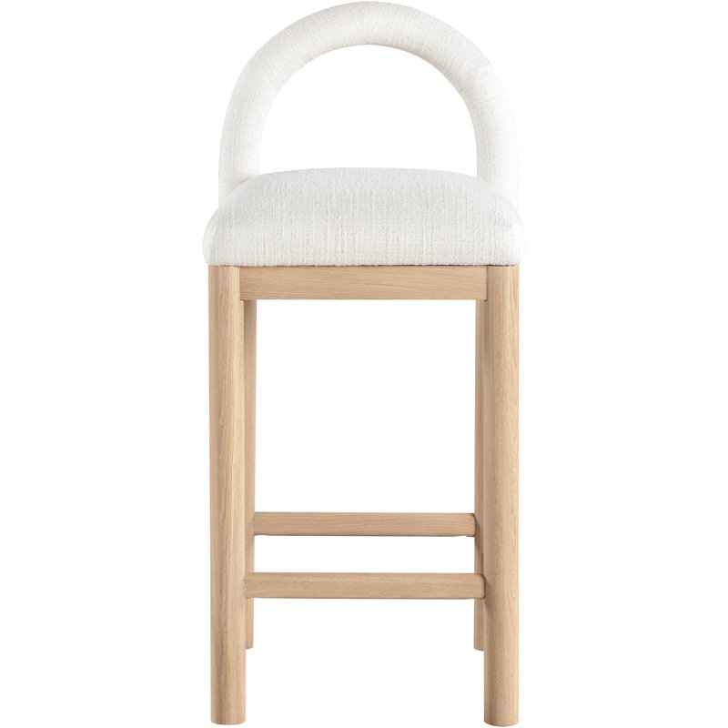 Tabouret de comptoir Conrad, Siège en tissu crème / structure naturelle
