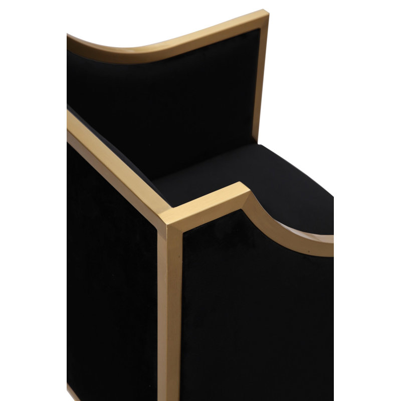 Chaise en velours avec accoudoirs Twingo, Noir