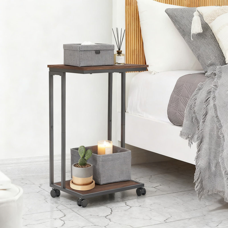 Table de bout en forme de C avec roulettes, casse-croûte et bureau pour ordinateur portable, table mobile en C pour le salon et la chambre à coucher dans les petits espaces