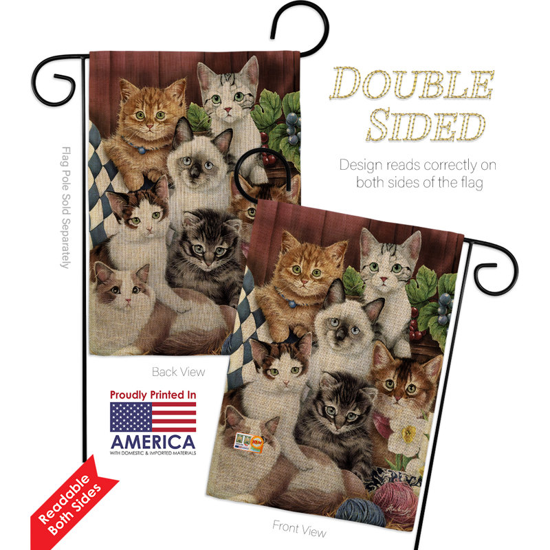 Cuddly chatons en polyester 19 po x l 13 po drapeau de jardin