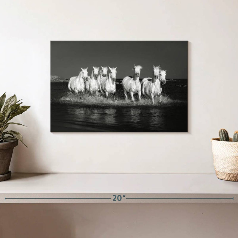 Brampt Monochromatic Camargue Horses, 8" H x 12" W