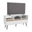 Meuble télé, 3 tiroirs, 3 tablettes, blanc / chêne naturel
