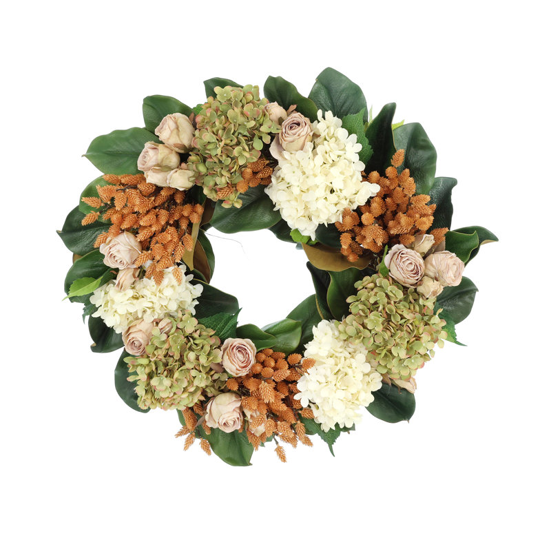 26" Thistle and Hydrangea Wreath