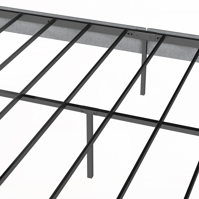 Structure de lit plateforme tapissier, gris, Grand