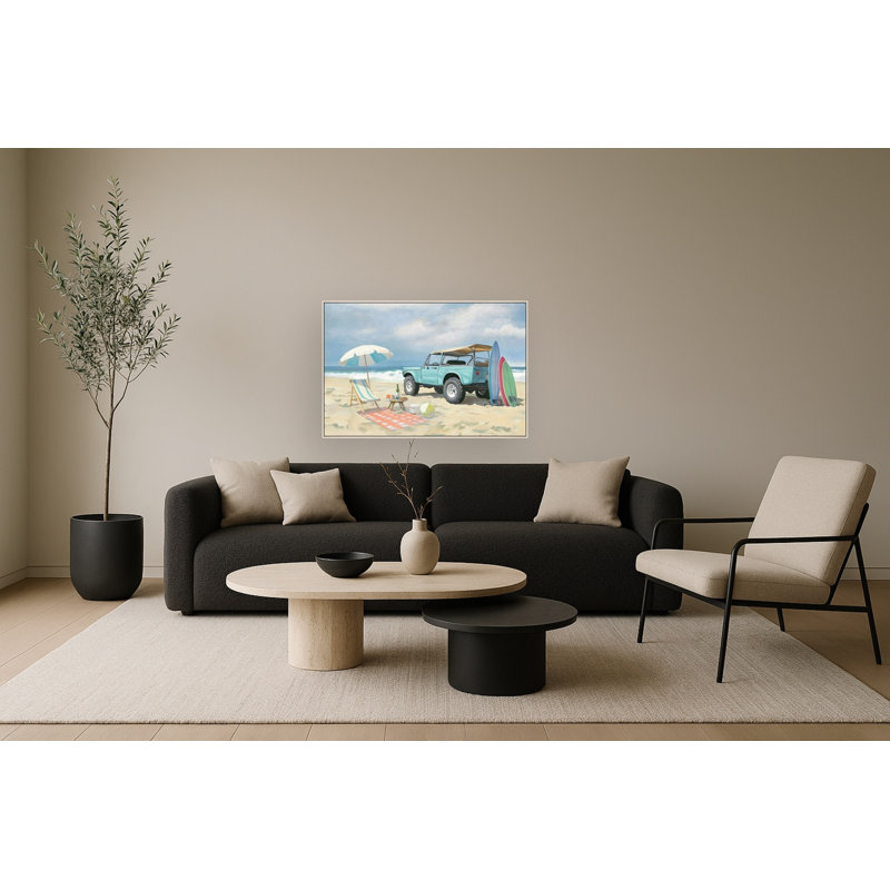 "Beach Adventure" avec toile véhicule classique - 32 "x 48" - cadre beige clair