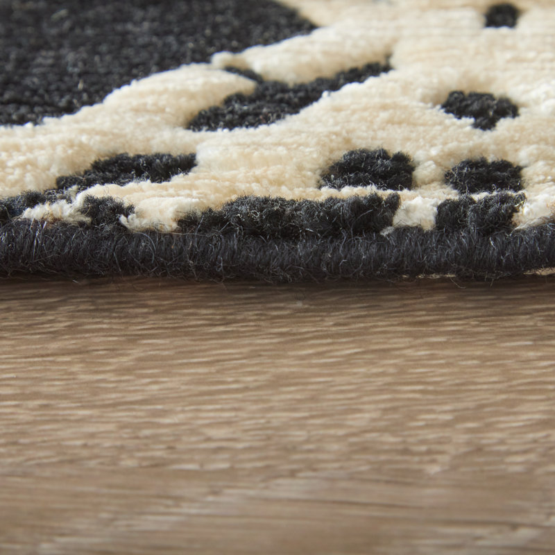 Tapis à motif géométrique en treillis Bamboo, Noir, Rectangle 8 pi 6 po x 11 pi 6 po