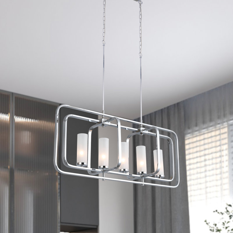 Luminaire suspendu chromé à 5 lumières 37,4 po Aurora
