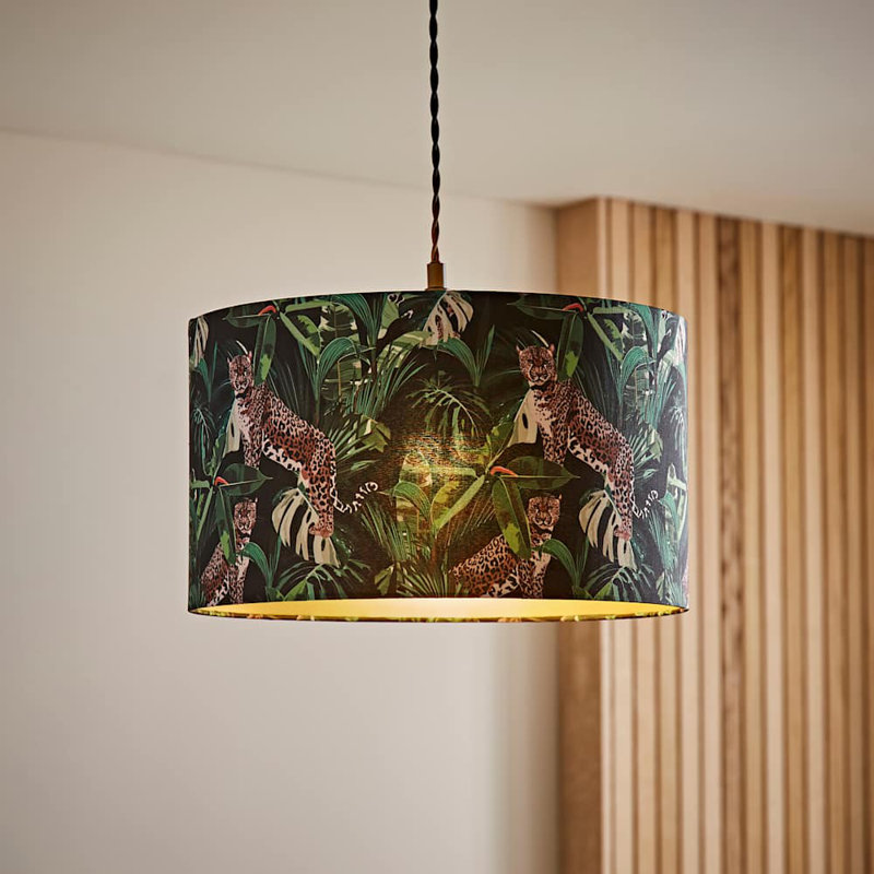 Alyssa 20cm H Linen Blend Drum Lamp Shade ( Slip-On ) in Green