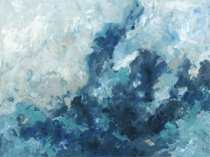 City Of Aqua Print by Jean Kenna, 47" H x 63" W, Gilded Silver