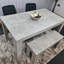 Dining Table and 2 Chairs With Bench Stone Effect Table 2 Velvet Chairs Dining Room-1921580730-1942531849