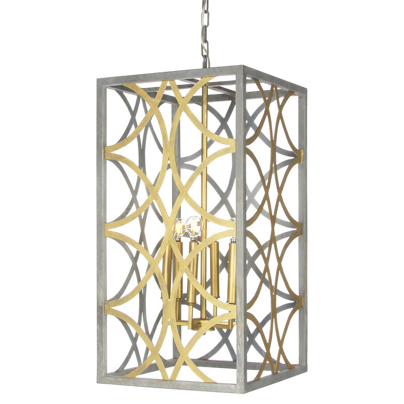 Elegant 6-Light Lantern Rectangle Chandelier