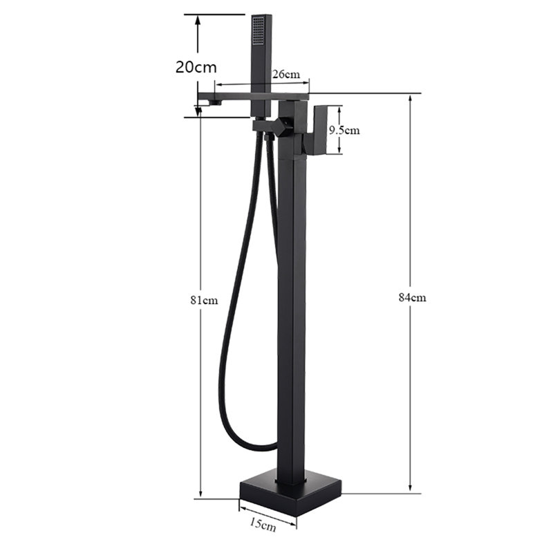 Floor Mounted with Handheld Shower, Matte Black