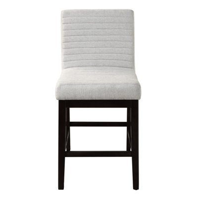 Chaise grise en lin et à hauteur de comptoir de 2 personnes, coussin de dossier rembourré, mousse de bois d'hévéa, capacité de poids de 220 lb, largeur de 19 po, profondeur de 17 po, hauteur de 25 po, profondeur de 20 po avec 2 finitions