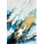 Marbre bleu et doré - formes, impression encadrée avec passe-partout bleu