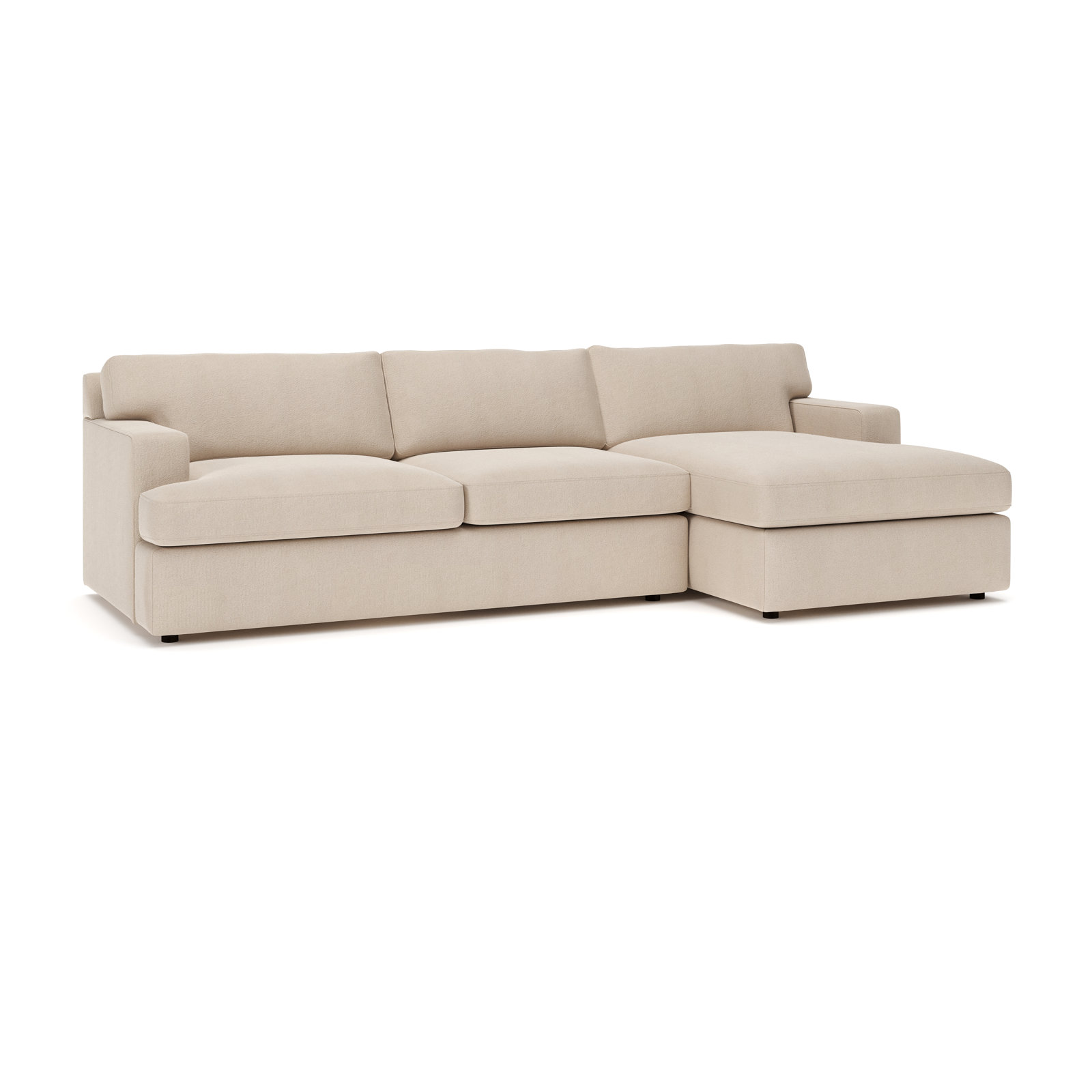 Cleo Chaise Sectional, Bella Beach Performance Velvet, Right Hand Facing