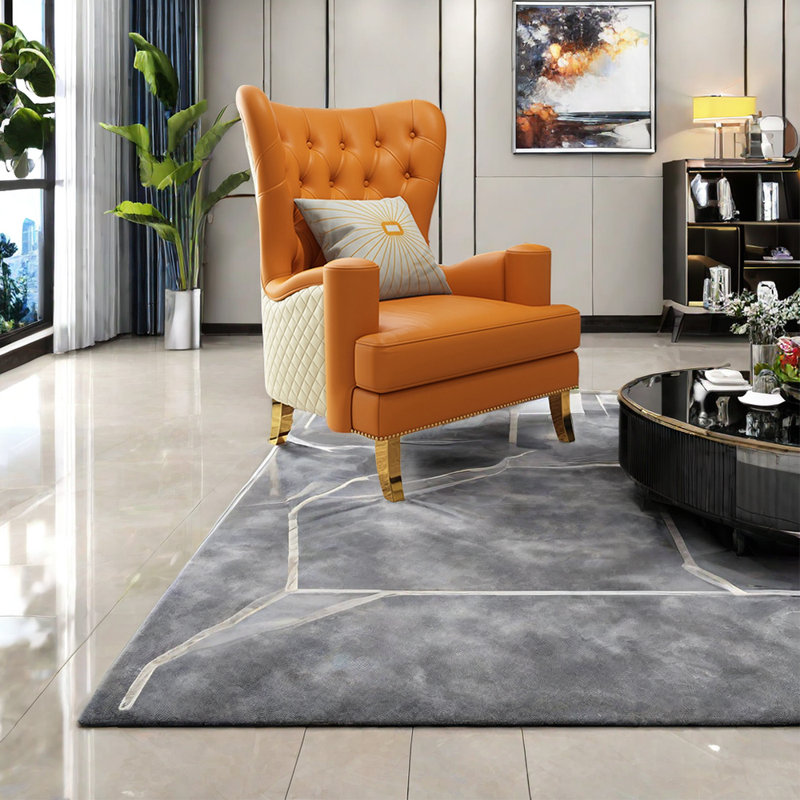 Fauteuil inclinable en similicuir Maksym, Similicuir orange Lakitra