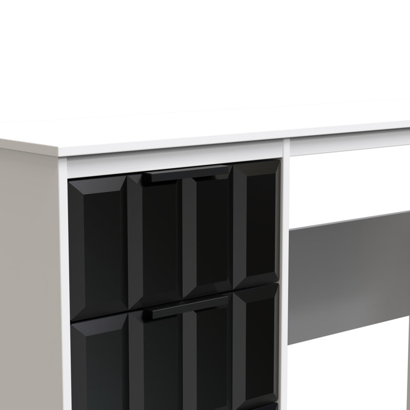 Besian 3 Drawer Desk  (Ready Assembled), Deep Black/White