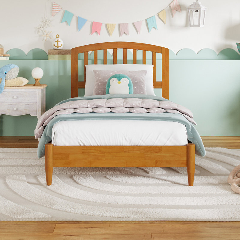 Lit plateforme en bois massif Audriel, Simple, Caramel clair