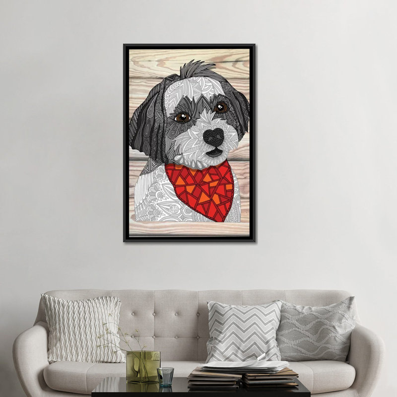 Max, le havanais, impression sur toile tendue, H 48 po x l 32 po x P 1,5 po, Toile avec cadre noir, Blanc