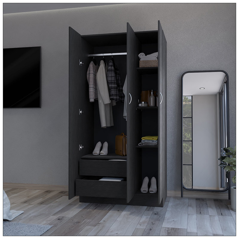 Garde-robe Erie, chambre à coucher, noir, Noir