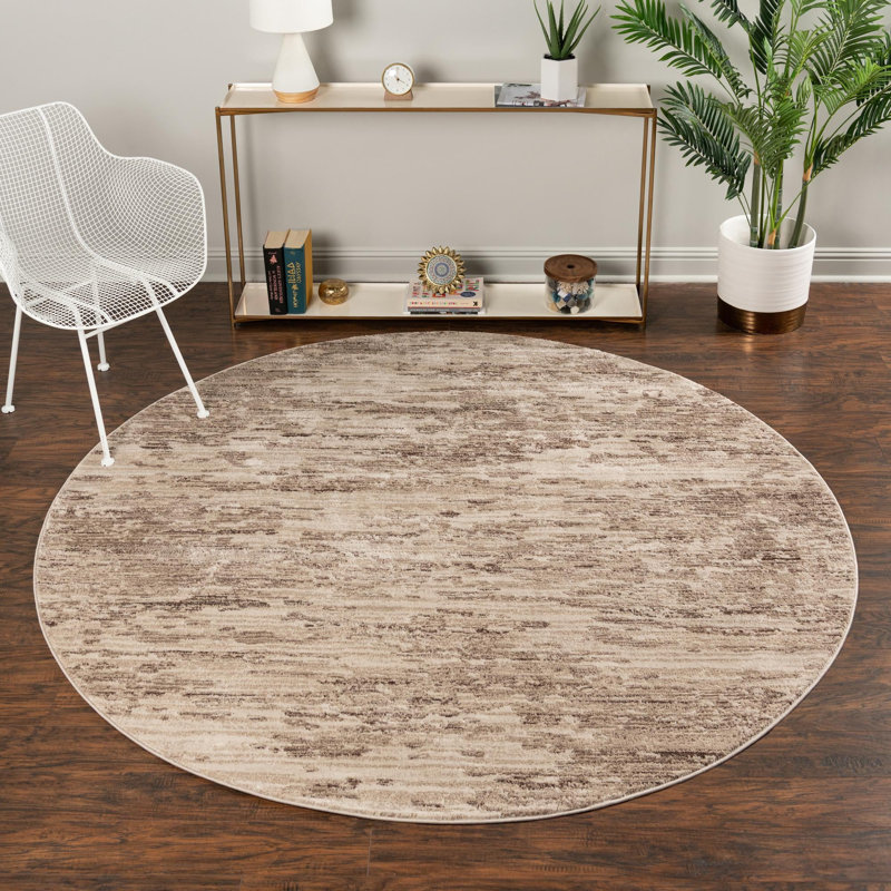 Perillo Abstract Indoor Rug, Round 4'