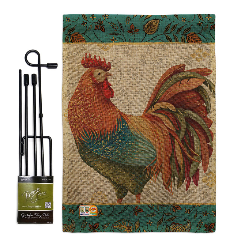 Coq à épices 2 faces en polyester 19 x 13 po drapeau de jardin