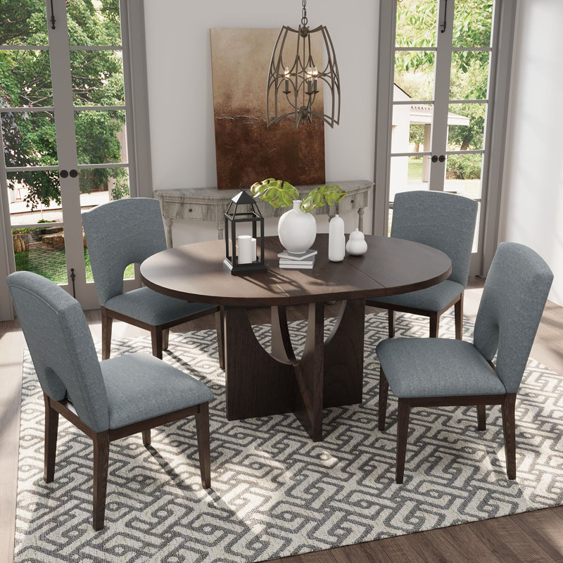 Ensemble de salle à manger extensible pour 4 personnes, Gris, Espresso