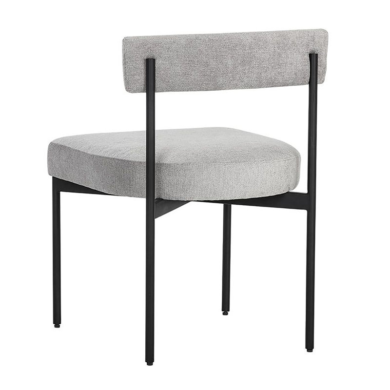Seneca Upholstered Dining Chair, Light Gray Performance, Black