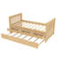 Lit de jour avec couchette et tiroirs de rangement - Structure en bois massif naturel-388383937