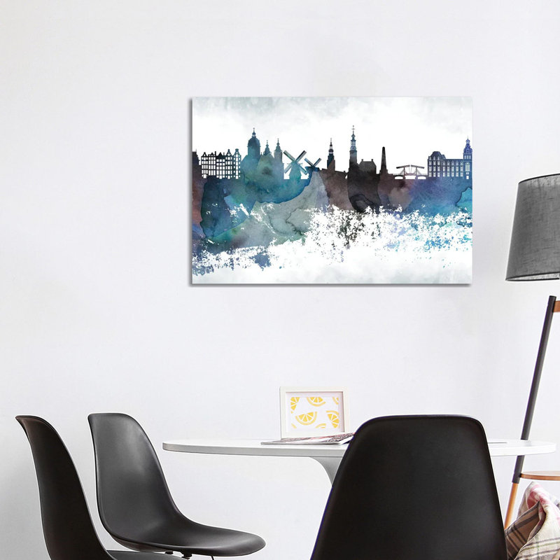 Amsterdam Bluish Skylines 1 Piece Wrapped Canvas Wall Art, 101.6 cm H x 66.04 cm W x 1.91 cm D