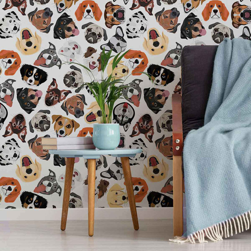 Dog Peel and Stick Wallpaper Panel, 126" L x 24" W