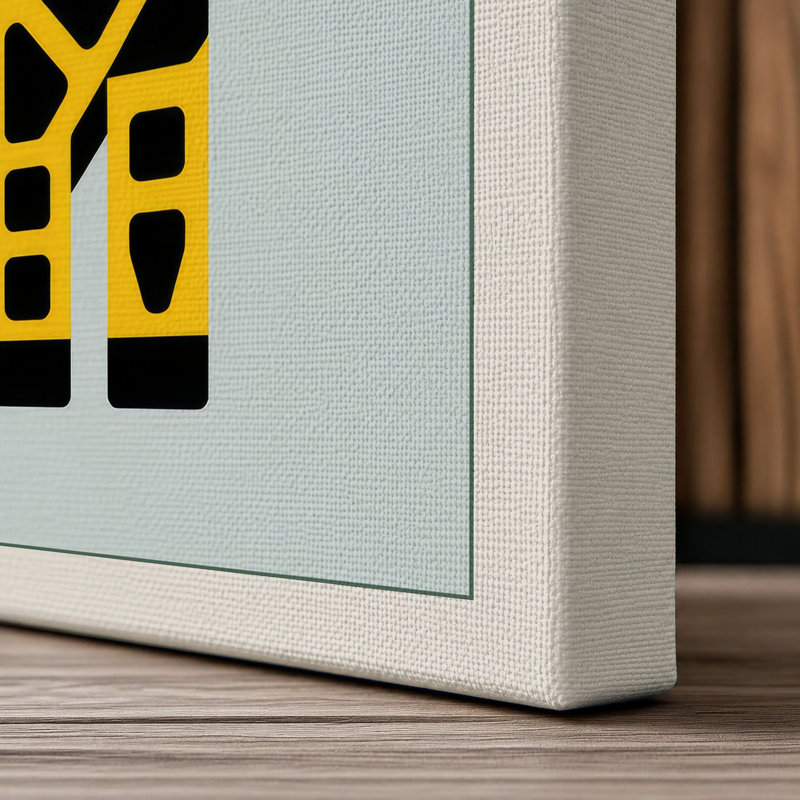Giraffe Geometric 1 Piece Wrapped Canvas Wall Art, 24x16 - 61.0 x 40.6 cm, Cream Border