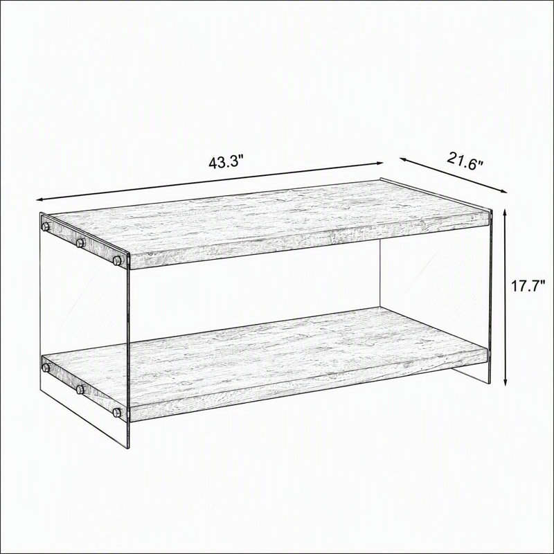 Table basse en MDF, H 17,7 po x l 43,3 po x P 21,6 po, Noyer