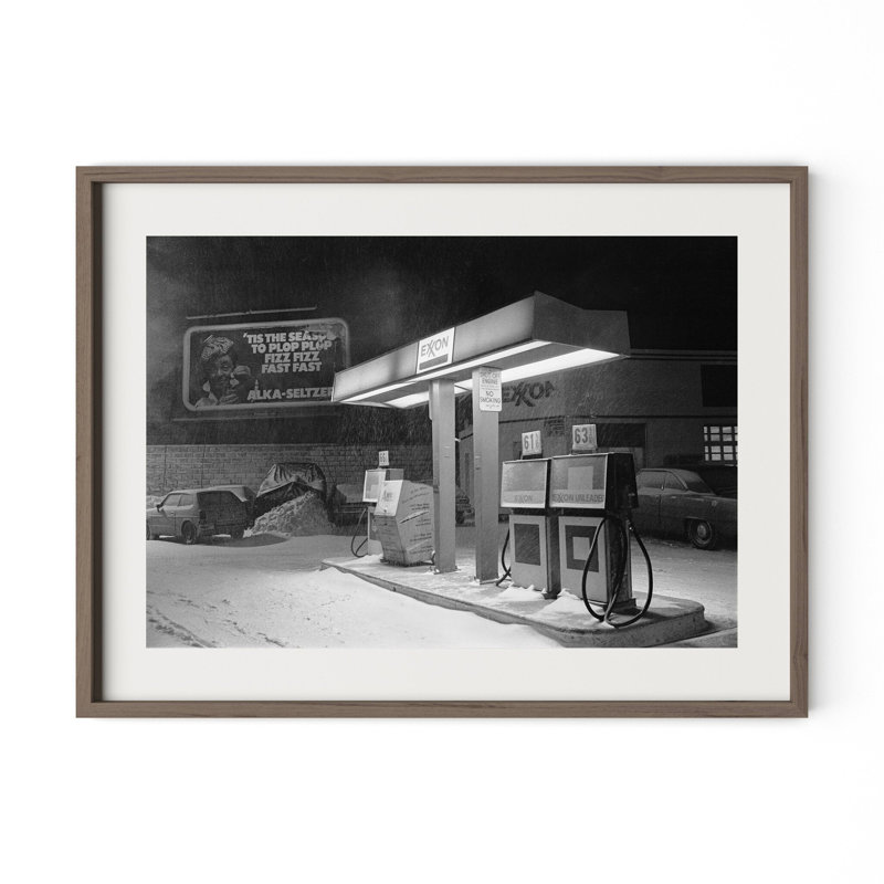 Blizzard Of 1978 Print by Barbara Alper, W 40" x H 30", Rustic Walnut